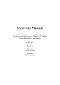 Fundamentals of Corporate Finance Solutions Manual Ross Westerfield Jordan 13th Edition &lpar;2026&sol;2027&rpar; &vert; Questions and Answer Key &vert; Mark Scheme &vert; Fully Verified