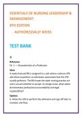 Essentials of Nursing Leadership & Management 8th Ed Weiss Test Bank