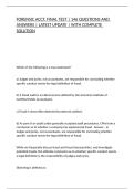 FORENSIC ACCT&comma; FINAL TEST &vert; 146 QUESTIONS AND ANSWERS &vert; LATEST UPDATE &vert; WITH COMPLETE SOLUTION