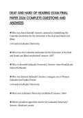 DEAF AND HARD OF HEARING EXAM FINAL PAPER 2026 COMPLETE QUESTIONS AND ANSWERS