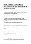 DENTAL ASSISTING NATIONAL BOARD PRACTICE SOLUTION 2026 QUESTIONS WITH ANSWERS GRADED A&plus;