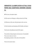 DERIVATIVE CLASSIFICATION ACTUAL EXAM PAPER 2026 QUESTIONS ANSWERS GRADED A&plus;