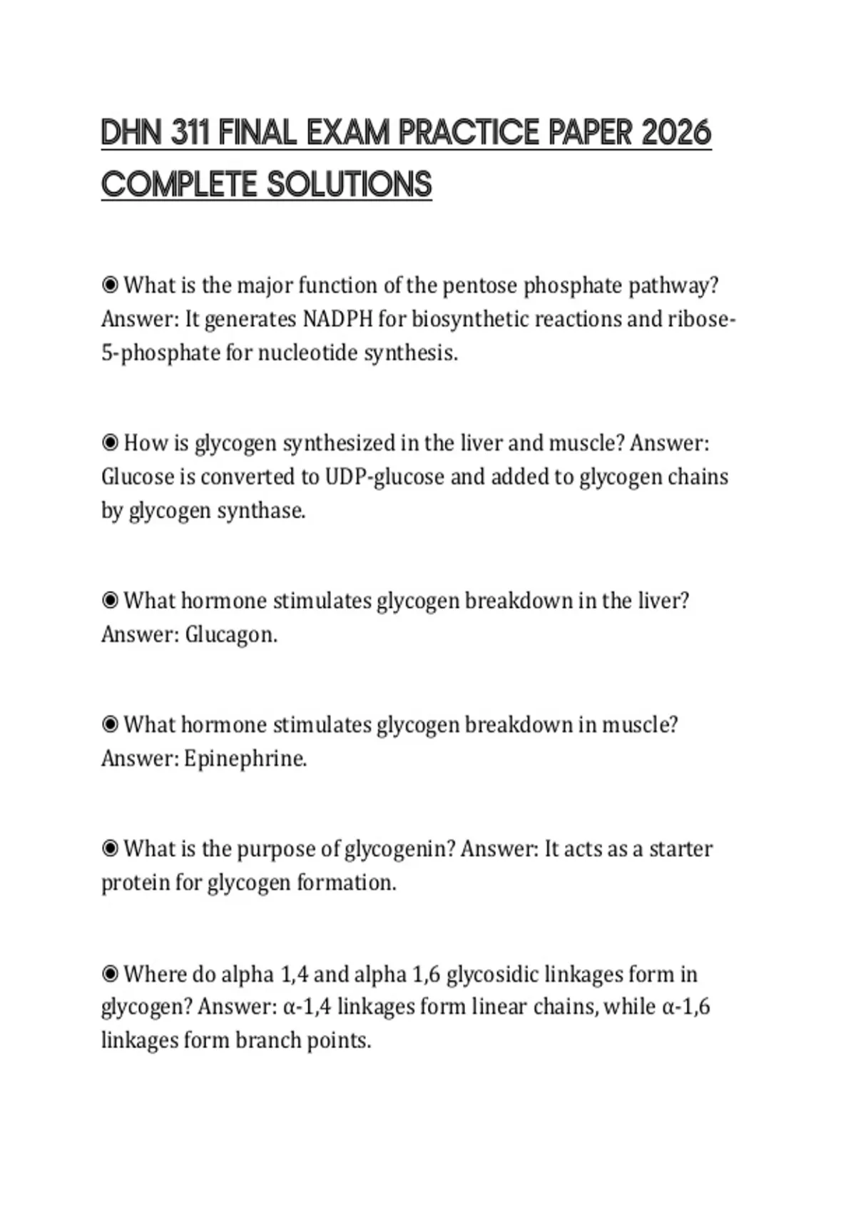 DHN 311 FINAL EXAM PRACTICE PAPER 2026 COMPLETE SOLUTIONS - DHN 31 ...