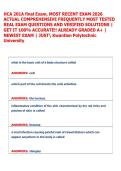 HCA 201A final Exam&comma; MOST RECENT EXAM 2026  ACTUAL COMPREHENSIVE FREQUENTLY MOST TESTED  REAL EXAM QUESTIONS AND VERIFIED SOLUTIONS &vert;  GET IT 100&percnt; ACCURATE&excl;&excl; ALREADY GRADED A&plus; &vert;  NEWEST EXAM &vert; JUST Kwantlen Polytechnic  University  
