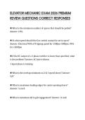ELEVATOR MECHANIC EXAM 2026 PREMIUM REVIEW QUESTIONS CORRECT RESPONSES