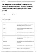 AP Comparative Government Midterm Exam Questions & Answers &vert; 100&percnt; Verified solutions &vert;Questions with Correct Answers 2026 latest update&excl;&excl;