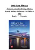 Full Solution Manual for Managerial Accounting&colon; Creating Value in a Dynamic Business Environment&comma; 13th Edition by Ronald W&period; Hilton and David E&period; Platt &vert; Complete Chapter-by-Chapter &lpar;Ch 1-17&rpar; &vert; Verified Answers &vert; Detailed Rationales &vert; Updated 2026 Version