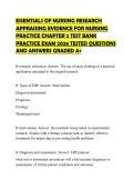 ESSENTIALS OF NURSING RESEARCH APPRAISING EVIDENCE FOR NURSING PRACTICE CHAPTER 2 TEST BANK PRACTICE EXAM 2026 TESTED QUESTIONS AND ANSWERS GRADED A&plus;