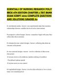 ESSENTIALS OF NURSING RESEARCH POLIT BECK 8TH EDITION CHAPTER 2 TEST BANK EXAM SCRIPT 2026 COMPLETE QUESTIONS AND SOLUTIONS GRADED A&plus;