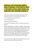 ESSENTIALS OF PSYCHIATRIC MENTAL HEALTH NURSING 7TH EDITION BY MARY C TEST BANK ACTUAL EXAM PAPER 2026 QUESTIONS WITH ANSWERS GRADED A