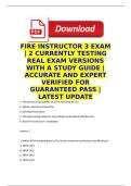 FIRE INSTRUCTOR 3 EXAM  &vert; 2 CURRENTLY TESTING REAL EXAM VERSIONS WITH A STUDY GUIDE &vert; ACCURATE AND EXPERT VERIFIED FOR GUARANTEED PASS &vert; LATEST UPDATE