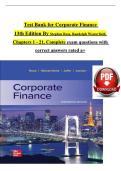 TEST BANK For Corporate Finance&comma; 13th Edition By Stephen Ross&comma; Randolph Westerfield&comma; Verified Chapters 1 - 31