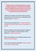CCRM &lpar; California certified residential manager&rpar;  Exam&vert;&vert;Verified Exam&excl;&excl;&excl; &vert; Most Recent Exam 2026  Actual Complete Real Exam Questions And Correct  Answers &lpar;Verified Answers&rpar; Already Graded A&plus; &vert;  Guaranteed Success&excl;&excl; Newest Exam 