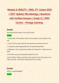 Portage Learning BIOL271 &sol; BIOL 271 Microbiology Module 1 - 6  Exams PACKAGE DEAL&vert; BUNDLE contains the Latest modules 1&comma;2&comma;3&comma;4&comma;5&comma;6 questions with verified Answers - Everything you need to pass BIOL 271 is here&excl;&excl;