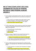 NR 327 FINAL EXAM LATEST 2025&sol;2026  CHAMBERLAIN COLLEGE OF NURSING  MATERNAL CHILD NURSING ALREADY  GRADED A