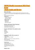 NR302 Health Assessment 2026 Final  Exam Study Guide and Review 