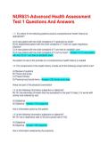 NUR631-Advanced Health Assessment Test 1 Questions And Answers