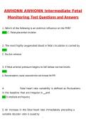 CEFM AWHONN Intermediate Fetal Monitoring TEST 2026 &vert; Questions with 100&percnt; Correct Answers Complete &vert; Updated 2026 &sol; 2027 Verified by Experts