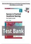 Test Bank for Success in Practical&sol;Vocational Nursing 10th Edition&comma; by Janyce L&period; Carroll&comma; Lisa Collier&comma; All Chapters 1-19&vert;Newestversion 2026&sol;27&vert; ISBN&colon;9780323075855 