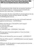 General Structural Pest Control Exam Questions With 100&percnt; Correct Detailed Answers Guaranteed Pass