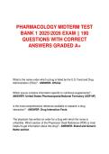 PHARMACOLOGY MIDTERM TEST  BANK 1 20252026 EXAM &vert;&vert; 190  QUESTIONS WITH CORRECT  ANSWERS GRADED A&plus;