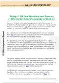 Biology 1108 Final Questions and Answers  &lpar;100&percnt; Correct Answers&rpar; Already Graded A&plus; 