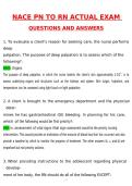 NACE PN TO RN EXAM Latest 2026 Actual Questions & Verified Answers 2026 &sol; 2027 A&plus; Grade 100&percnt; Guarantee Verified by Experts
