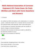 NACE &lpar;National Association of Corrosion Engineers&rpar; CP1 Tester Exam Latest 2026 Actual Questions & Verified Answers 2026 &sol; 2027 A&plus; Grade 100&percnt; Guarantee Verified by Experts&period;