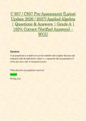 C 957 &sol; C957 Pre-Assessment &lpar;Latest Update 2026 &sol; 2027&rpar; Applied Algebra &vert; Questions & Answers &vert; Grade A &vert; 100&percnt; Correct &lpar;Verified Answers&rpar; &ndash; WGU