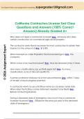 California Contractors License Test Class  Questions and Answers &lpar;100&percnt; Correct  Answers&rpar; Already Graded A&plus;