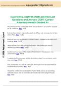 CALIFORNIA CONTRACTORS LICENSE LAW  Questions and Answers &lpar;100&percnt; Correct  Answers&rpar; Already Graded A&plus;