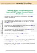 California drivers permit Questions and  Answers &lpar;100&percnt; Correct Answers&rpar; Already  Graded A&plus;