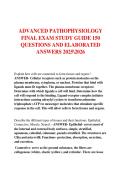 ADVANCED PATHOPHYSIOLOGY  FINAL EXAM STUDY GUIDE 150  QUESTIONS AND ELABORATED  ANSWERS 20252026