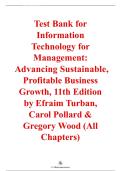 Information Technology for Management&colon; Advancing Sustainable&comma; Profitable Business Growth&comma; 11th Edition &ndash; Efraim Turban&comma; Carol Pollard&comma; Gregory Wood &ndash; ISBN 9781118890790 &ndash; Test Bank &lpar;All Chapters Covered 1&ndash;14&rpar;