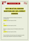 NAVY 3M ACTUAL 2026 QUESTIONS AND 100&percnt; CORRECT ANSWERS