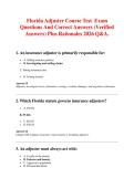 Florida Adjuster Course Test  Exam Questions And Correct Answers &lpar;Verified Answers&rpar; Plus Rationales 2026 Q&A&period;