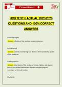 HCB TEST 6 ACTUAL 2026 QUESTIONS AND 100&percnt; CORRECT ANSWERS