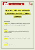 HCB TEST 5 ACTUAL 2026 QUESTIONS AND 100&percnt; CORRECT ANSWERS