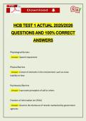 HCB TEST 1 ACTUAL 2026 QUESTIONS AND 100&percnt; CORRECT ANSWERS