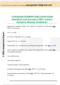 CANADIAN DIABETES EDUCATOR EXAM  Questions and Answers &lpar;100&percnt; Correct  Answers&rpar; Already Graded A&plus; 