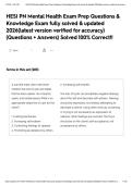 HESI PN Mental Health Exam Prep Questions & Knowledge Exam fully solved & updated 2026&lpar;latest version verified for accuracy&rpar; &lpar;Questions &plus; Answers&rpar; Solved 100&percnt; Correct&excl;&excl;