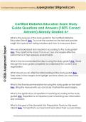 Certified Diabetes Educators Exam Study  Guide Questions and Answers &lpar;100&percnt; Correct  Answers&rpar; Already Graded A&plus;