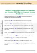 Certified Diabetes Educators Exam Questions  and Answers &lpar;100&percnt; Correct Answers&rpar; Already  Graded A&plus; 