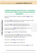 Certified Diabetes Educator Exam 1 Questions  and Answers &lpar;100&percnt; Correct Answers&rpar; Already  Graded A&plus; 