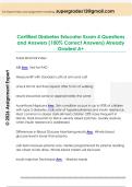 Certified Diabetes Educator Exam 4 Questions  and Answers &lpar;100&percnt; Correct Answers&rpar; Already  Graded A&plus;