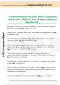 Certified Diabetes Educator Exam 5 Questions  and Answers &lpar;100&percnt; Correct Answers&rpar; Already  Graded A&plus;