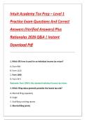 Intuit Academy Tax Prep &ndash; Level 1 Practice Exam Questions And Correct Answers &lpar;Verified Answers&rpar; Plus Rationales 2026 Q&A &vert; Instant Download Pdf