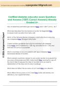 Certified diabetes educator exam Questions  and Answers &lpar;100&percnt; Correct Answers&rpar; Already  Graded A&plus; 