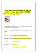 Truck Driving Championships &vert;EXAM TEST Questions and verified answers&rpar; &vert; Latest Update 2026&sol;2027 &vert; Correct Answers &vert; New Update&period;