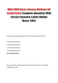 WGU D669 Early Literacy Methods OA Actual Exam Complete Questions With Correct Answers&vert; Latest Update 